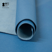 Cuir de vache pleine fleur bio OEM, couleur bleue, 1,1-1,3 mm, pour la fabrication de chaussures, la décoration de canapés, la couture et la fabrication de ceintures