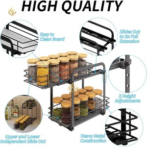 <b>Spice</b> <b>Organizer</b> Kitchenware <b>Racks</b> Top Selling Handmade Countertop Masala Jars Shelving Units 2 Layers Black Color Iron <b>Racks</b> - Product Image 5