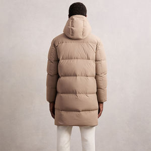 Veste longue matelassée pour homme, style streetwear, hiver, chaude, imperméable, coupe-vent, à capuche, manches longues, fermeture éclair, épaisse, enduite, pour l'extérieur - Product Image 2