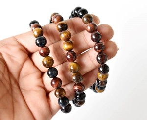 Pulsera de cuentas redondas de ojo de tigre de 8 mm, muy vendida, para uso diario, a la moda, con cristales curativos de primera calidad para meditación. - Product Image 3