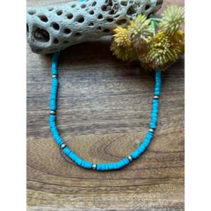 Collar de Perlas de 6 mm con Turquesa Kingman y Plata de Ley, Estilo Navajo, para Regalo - Product Image 1