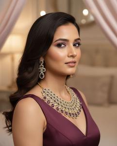 Ensemble collier et boucles d'oreilles en pierre de larme royale de qualité supérieure, couleur violet, pour femmes, événements spéciaux, disponible au prix d'exportation - Product Image 4