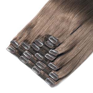 คลิปต่อผม 8A สีน้ำตาลประกายเทา 17 นิ้ว ผมแท้แบบเรมี่ ลอนบอดี้เวฟ - Product Image 1