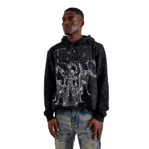 Sweat à capuche personnalisé avec logo, ODM, lourd, avec strass, imprimé, pour homme, 480 g/m², 100 % coton, molleton français, blanc, hiver - Product Image 1