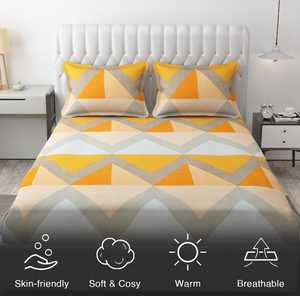 Ensemble de draps de lit 3 pièces en coton de qualité élégante Impression florale solide Style classique Confortable et idéal pour les cadeaux - Product Image 5