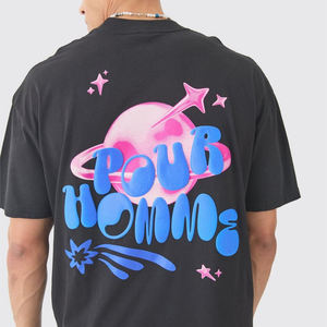 Camiseta de Hombre Oversize 100% Algodón Liso Teñido al por Mayor, 220gsm, de Alto Gramaje, Personalizable, con Patrón Vintage, Jersey Sólido Transpirable - Product Image 4