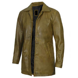 Abrigos Largos de Cuero Genuino de Lujo para Hombre, Hechos a Mano, Negros, Ropa de Abrigo de Invierno, Corte Entallado, Clásico, Ecológico, Transpirable, Gabardina - Product Image 4