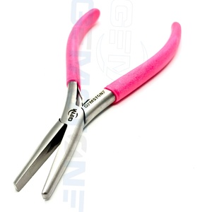 Pinzas de 6 pulgadas de acero inoxidable con boca plana para extensiones de cabello, color plateado con mango rosa, herramienta de ajuste y extracción, duraderas y reutilizables - Product Image 3