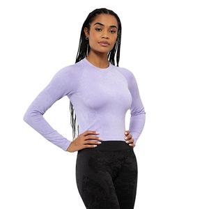 เสื้อยืดแขนยาวออกกำลังกายสำหรับผู้หญิง ผ้าโพลีเอสเตอร์ 100% น้ำหนักเบา คอกลม แฟชั่นฤดูร้อน ขายส่ง OEM - Product Image 1