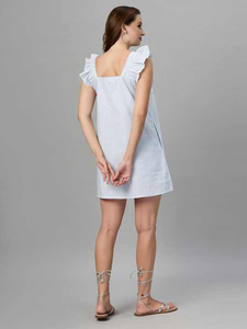 Robe trapèze sans manches à la mode pour femmes élégant tissu en lin de coton rayé pour un usage décontracté - Product Image 5