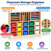 Meuble de Rangement Montessori en Bois pour Enfants, Étagère Organisateur pour Crèche, Maternelle, Préscolaire et Garderie