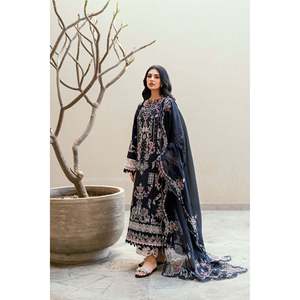 FLORENT 3PC Chiffon Lawn Embroidered Summer Shirt Dupatta & Trousers <b>Set</b> with Khaddi Net <b>Embroidery</b>-BIC-4826 - Product Image 4