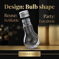 Bouteille de boisson en plastique transparente en forme d'ampoule de 50 ml, réutilisable, avec bouchon à vis, pour Noël