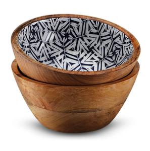 Cuenco de madera y cuchara, juego de servir ensalada para uso doméstico en la cocina, diseño clásico, cuenco impreso de madera, juego de cuchara, el mejor fabricante - Product Image 3