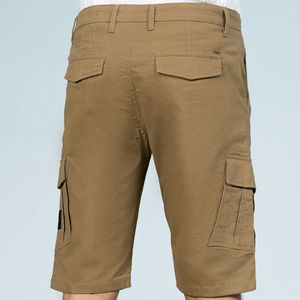 Vente en gros de shorts de coupe régulière décontractés de haute qualité en lin/coton pour hommes kaki broderie 3D braguette à fermeture éclair écologique séchage rapide - Product Image 4