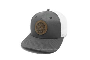 Sombreros de camionero de 6 paneles al por mayor, moda informal, espalda de malla estructurada, Parche de cuero personalizado de alta calidad, lona transpirable para exteriores - Product Image 2