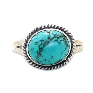 Aantrekkelijke Turquoise Edelsteen Ringen 925 Sterling Zilveren Ring Groothandel Prijzen Lage Prijs Handgemaakte Fabrikant Sieraden