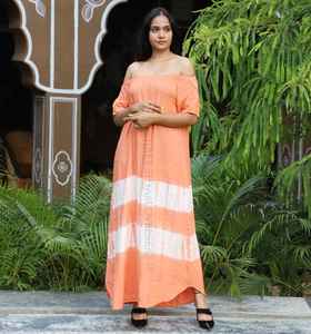 2025 vacances dames robes de soleil couleur unie hors épaule vêtements pour femmes été cravate teinture rose clair longue Maxi robe pour les femmes - Product Image 4