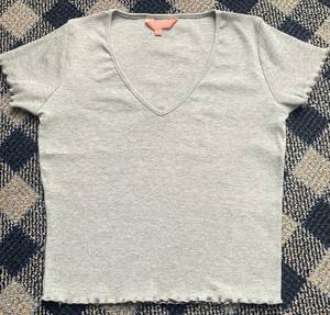 À la mode été femmes col en v chemisier haut personnalisable BD hauts à manches courtes respirant Spandex/coton séchage rapide tricoté - Product Image 4