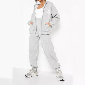 Service OEM Ensemble de survêtement pour femme d'hiver, sweat-shirt à capuche et pantalon de jogging, 100% coton biologique, ensemble long 2 pièces - Product Image 4