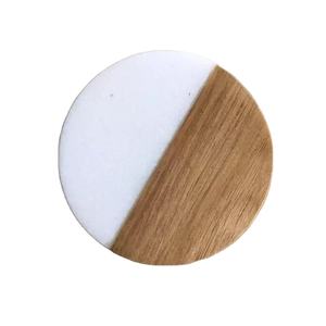 Latest Classic Design <b>Marble</b> Natural Wood Coaster Non-Slip Eco-Friendly 4 Inch Luxury Home Hotel Restaurant Tableware Drinks Tea - Product Image 1