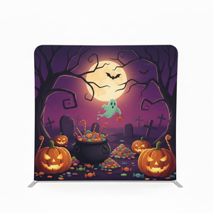 Telón de fondo de tensión fotomatón de fiesta de Halloween impreso personalizado con marco de aluminio soporte recto funda de almohada pantalla de tela - Product Image 2