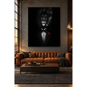 Fida Lion en smoking fumant un cigare, impression sur toile - Product Image 5