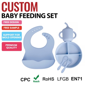 BPA miễn phí 5 trong 1 Silicone bé ăn Hộp Quà Tặng thiết lập bao gồm bát tấm đào tạo cup núm vú Clip yếm muỗng-để sử dụng nhà - Product Image 2