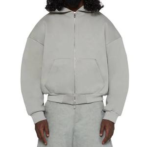 100% algodón en blanco 500GSM Boxy Hoodie grueso peso pesado de gran tamaño hombres logotipo personalizado sudaderas con capucha de lana - Product Image 6