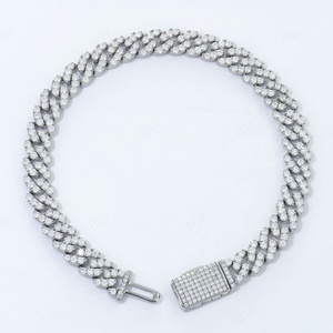 Envío Directo 6mm 6 pulgadas Moissanite Hip Hop Iced Jewelry 925 Sterling Silver Prong Setting VVS Moissanite Cuban Link Bracelet - Product Image 1
