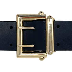 Italian top quality Real Leather Fashion Woman Belt Made in Italy with lt gold squared thick bouckle and two prongs