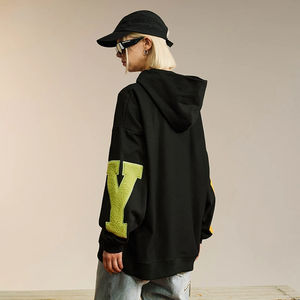 Usine échantillon gratuit fabrication de vêtements Streetwear haute qualité personnalisé 100% coton Chenille Patch broderie à capuche hommes - Product Image 6