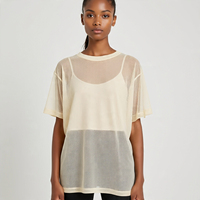 Camiseta Corta de Malla Transparente Sexy para Mujer, Camiseta Transpirable Ecológica de Verano