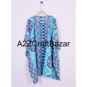 Vestido Midi Kaftan Estampado de Algodón para Mujer, Estilo Bohemio, Floral, para Playa, Verano, Informal, Ajustado, Ligero y Cómodo - Product Image 6