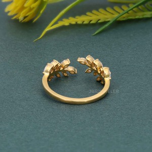 Best Seller IGI Certified Marquise Cut Lab Grown Diamond 14K Solid Gold Vine Open Wedding Band Ring Joyería de mujer al mejor precio - Product Image 5