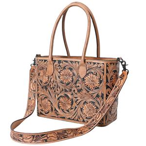 Sac fourre-tout bohème en cuir véritable de qualité supérieure avec fleurs à pompons personnalisables, couleur personnalisable, sac à main multi-usages pour femme, collection automne - Product Image 5