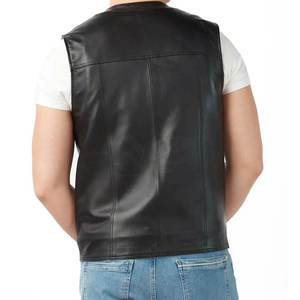 Chaleco de Motociclista de Cuero Negro para Hombre con Múltiples Bolsillos, Venta al por Mayor de Fábrica, Fabricante de Pakistán - Product Image 3