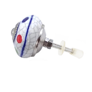 Boutons en céramique à pois craquelés blancs industriels, poignées de tiroir pour armoire de cuisine, chambre, salon, commode - Product Image 2