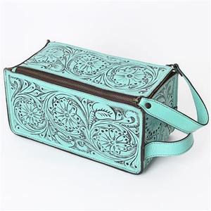 Neceser tallado a mano de cuero de alta calidad con cremallera y correa superior fabricante y proveedor indio - Product Image 2