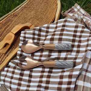 Premium Quality Handmade Cutlery Set Polished Durable <b>Salad</b> Server Resin Handle Stainless Steel <b>Salad</b> <b>Spoon</b> Handcrafted Kitchen - Product Image 1