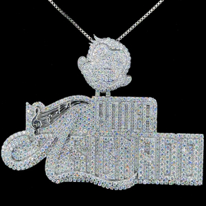 Precioso Colgante de Letra con Moissanita de Diseño Hip Hop, Plata 925, Cadena Completamente Engastada, Colgante de Moissanita Personalizado con Nombre - Product Image 4