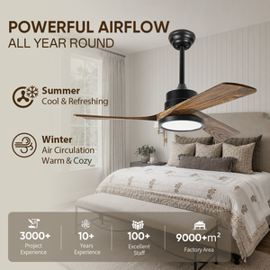 USA In Stock 42 Inch Solid Wood <b>Ceiling</b> <b>Fan</b> <b>with</b> Light, APP and <b>Remote</b> <b>Control</b>, Downrod Mount Reversible Quiet DC Motor - Product Image 3