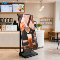 Afficheur LCD portable de 43 pouces avec roulettes, angle d'inclinaison réglable, panneau numérique pour menu de restaurant