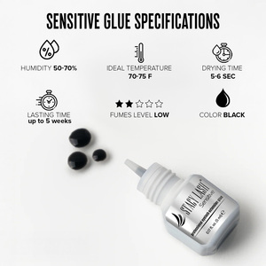 Sensitive Eyelash Extension <b>Glue</b> (5ml/10ml)-5-6 Sec Drying Liquid Waterproof Vegan Cruelty-Free Low Fumes Formaldehyde-Free - Product Image 2