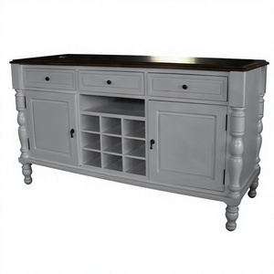 Armoire à vin antique française en bois massif peinte en blanc, grande capacité, pour bar à domicile et cave à vin - Product Image 1