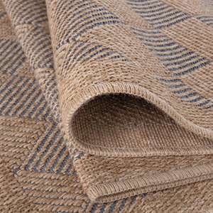 Tapis d'extérieur réversible lavable bleu en polypropylène, tapis carré moderne - Product Image 3
