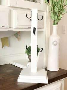 Wooden Holder Stand Coffee Cup Mug Tree Rack Countertop Kitchen <b>Storage</b> Organizer Display Hanging 6 Hook Wood Base Tabletop - Product Image 3