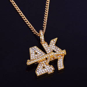 AK 24 Gun Hip Hop Pendant Totalmente busto hacia abajo en plata de ley 925 y diamantes redondos de corte brillante cultivados en laboratorio - Product Image 5