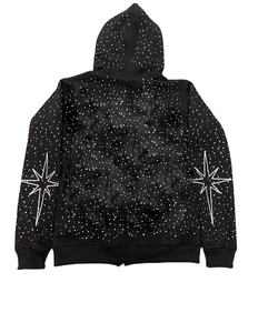 Customizable <b>Zip</b>-up Men's Tracksuit 100% Cotton Rhinestone Acid Washed Effect <b>Hooded</b> Collar Breathable Quick Dry Solid Pattern - Product Image 2