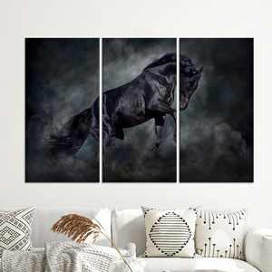 Impresión Ecuestre Dramática: Arte en Lienzo para Decoración Rústica del Hogar, JUEGO DE 3 LIENZOS - Product Image 1